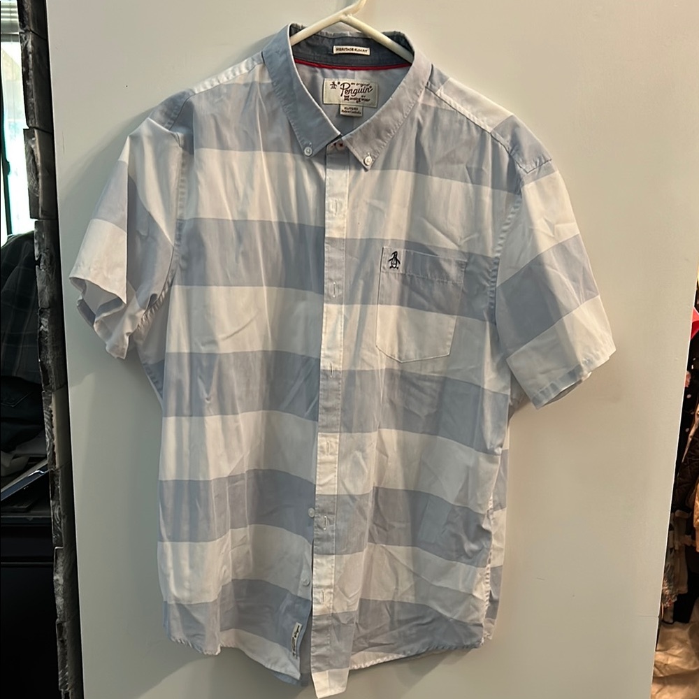 Original Penguin Blue and White Casual Button Down Shirt